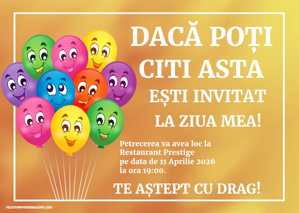 Exemplu completat: Invitație amuzantă