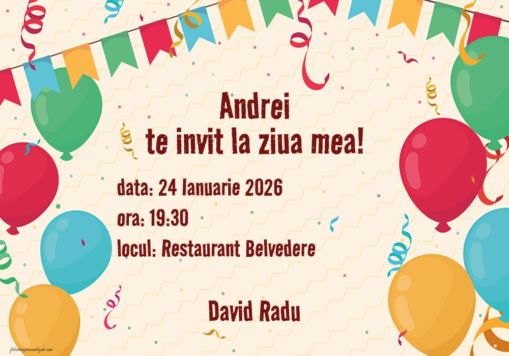 Exemplu completat: Invitație pentru adolescenți