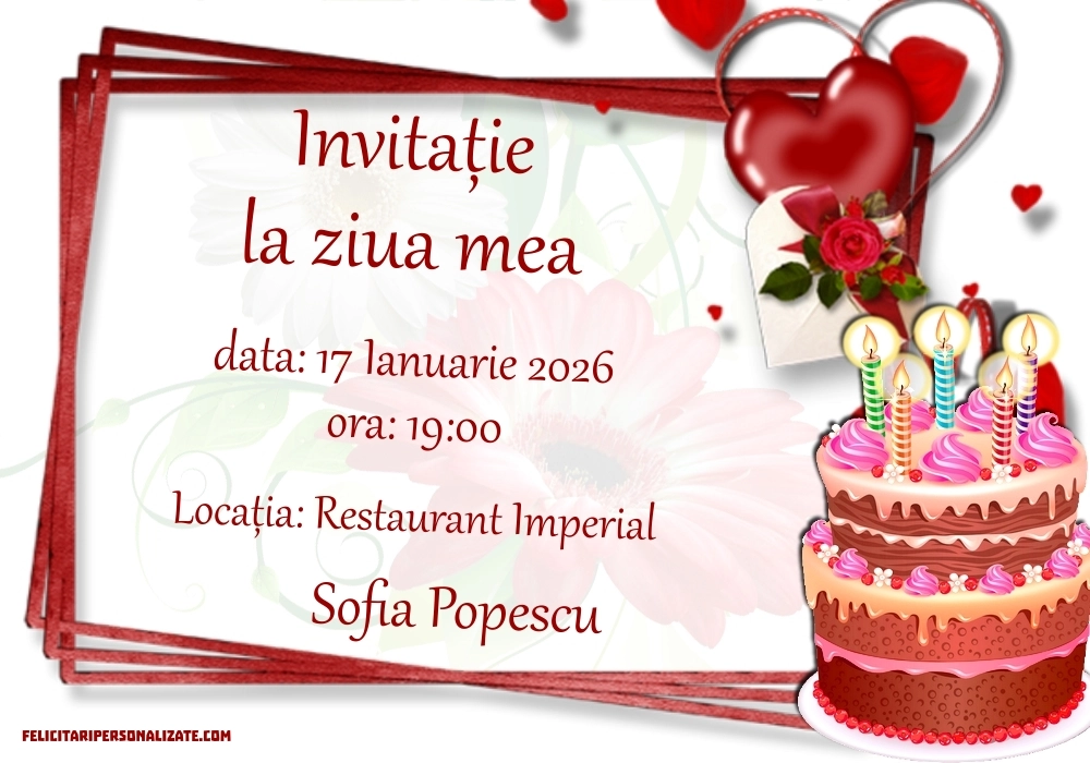 Exemplu completat: Invitație cu tort