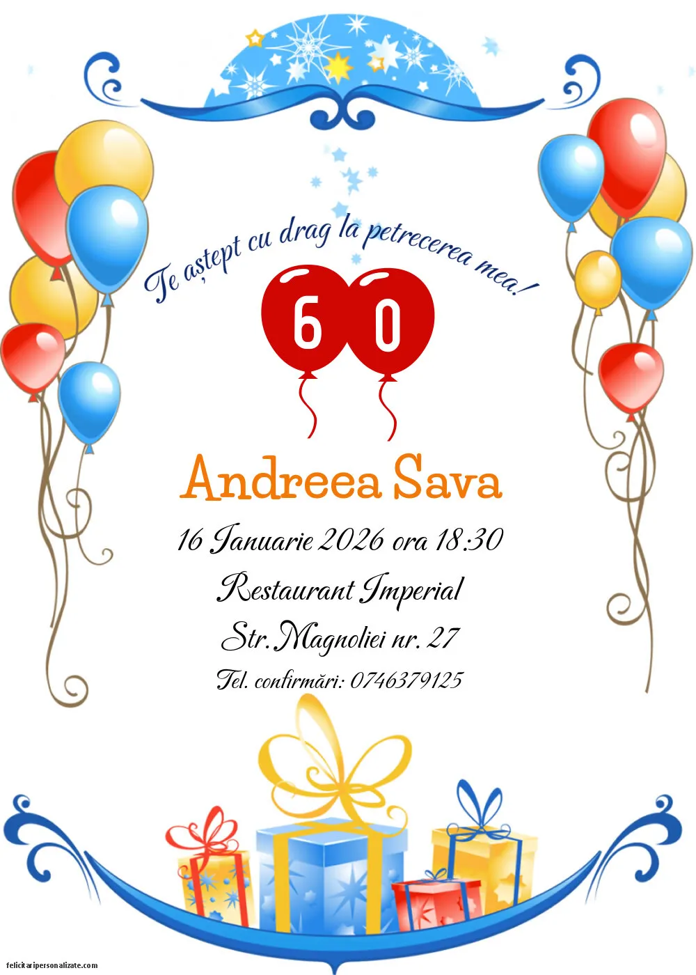 Invitație pentru 60 ani