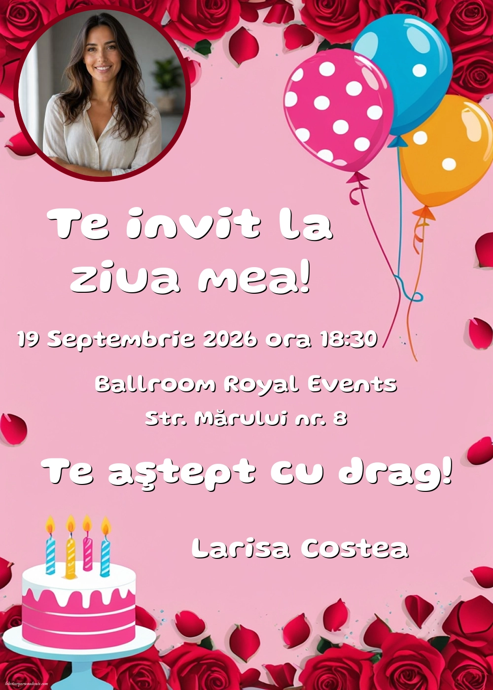 Invitație cu trandafiri