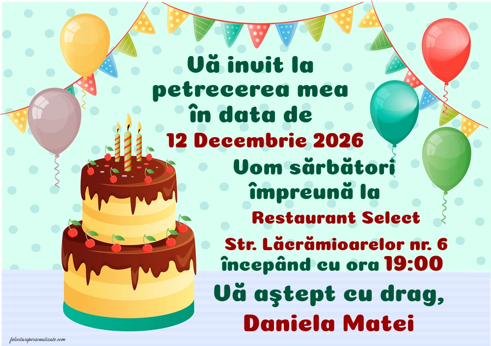 Invitație pentru adolescenți