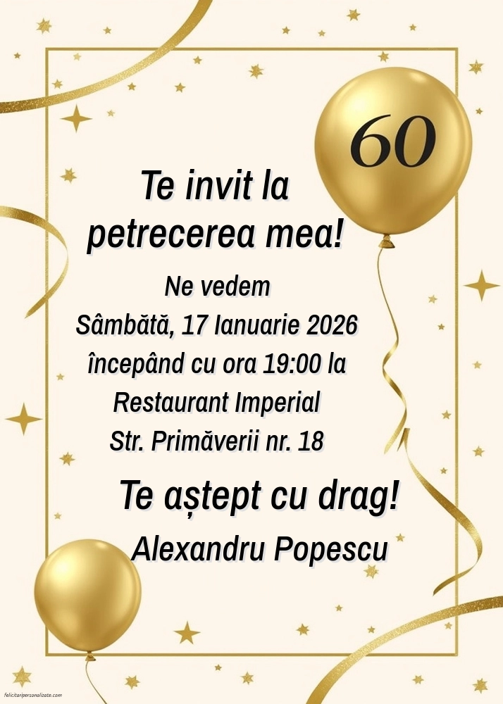 Invitație pentru 60 ani
