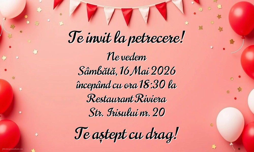 Exemplu completat: Invitație pentru petrecere