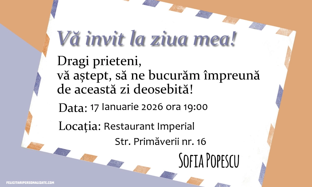Exemplu completat: Invitație cu tort