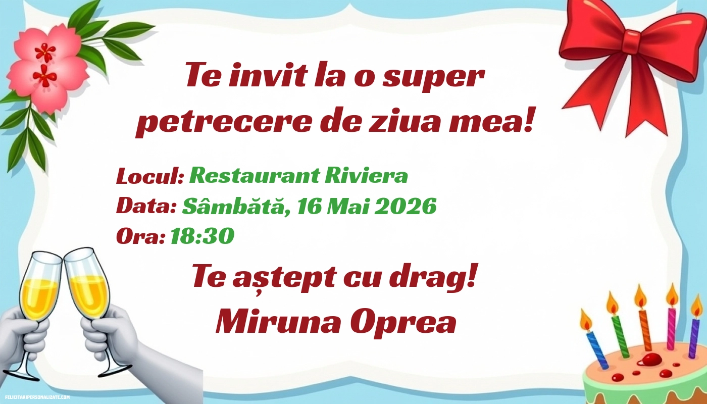 Invitație cu sampanie