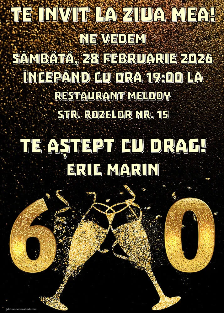 Exemplu completat: Invitație pentru 60 ani