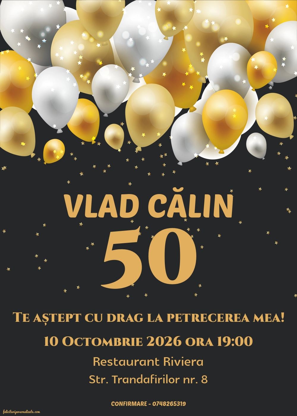 Exemplu completat: Invitație pentru 50 ani