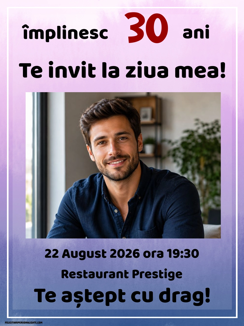 Exemplu completat: Invitație pentru bărbați