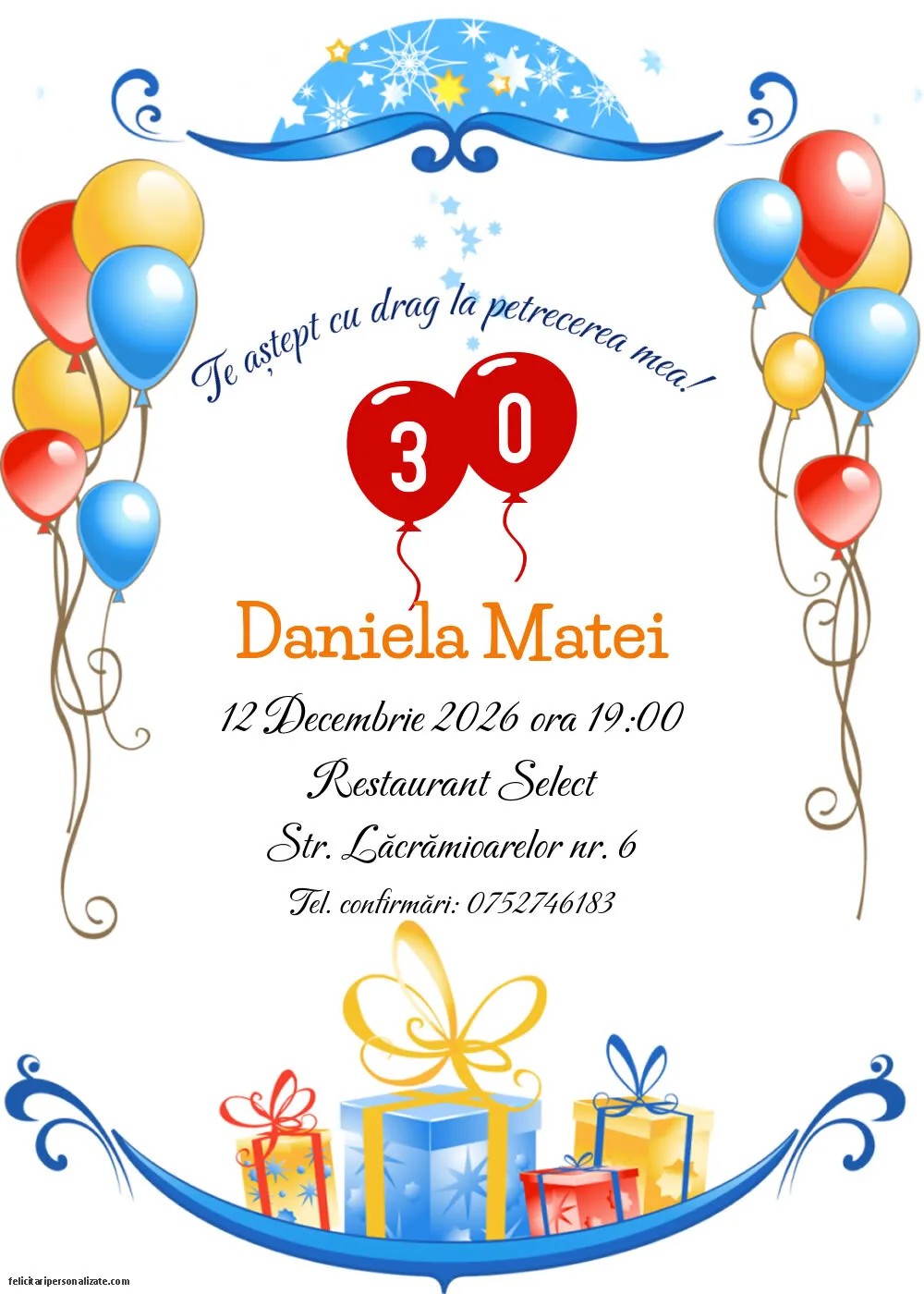 Invitație pentru 30 ani
