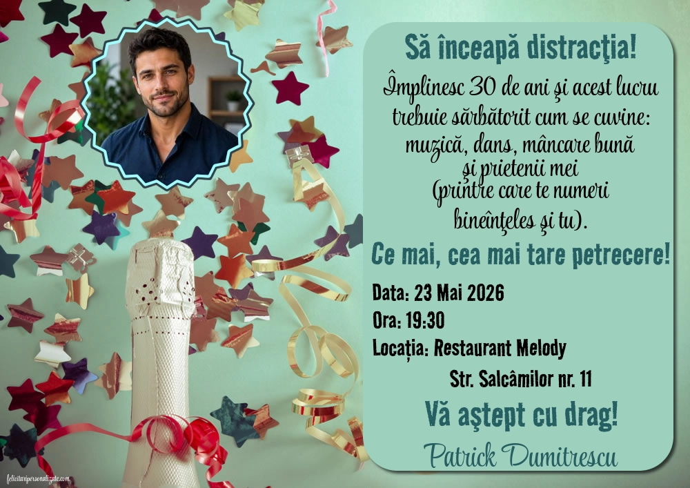Invitație cu sampanie