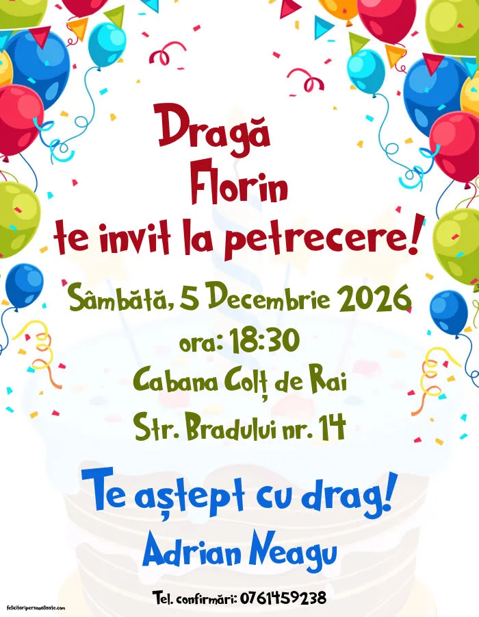 Invitație cu tort