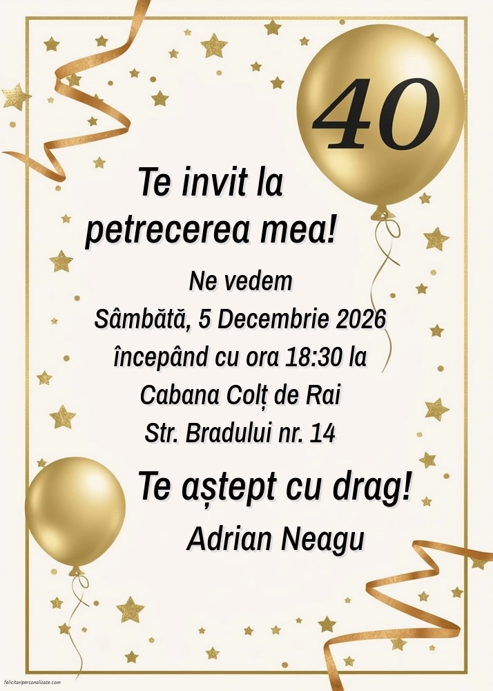 Invitație pentru 40 ani