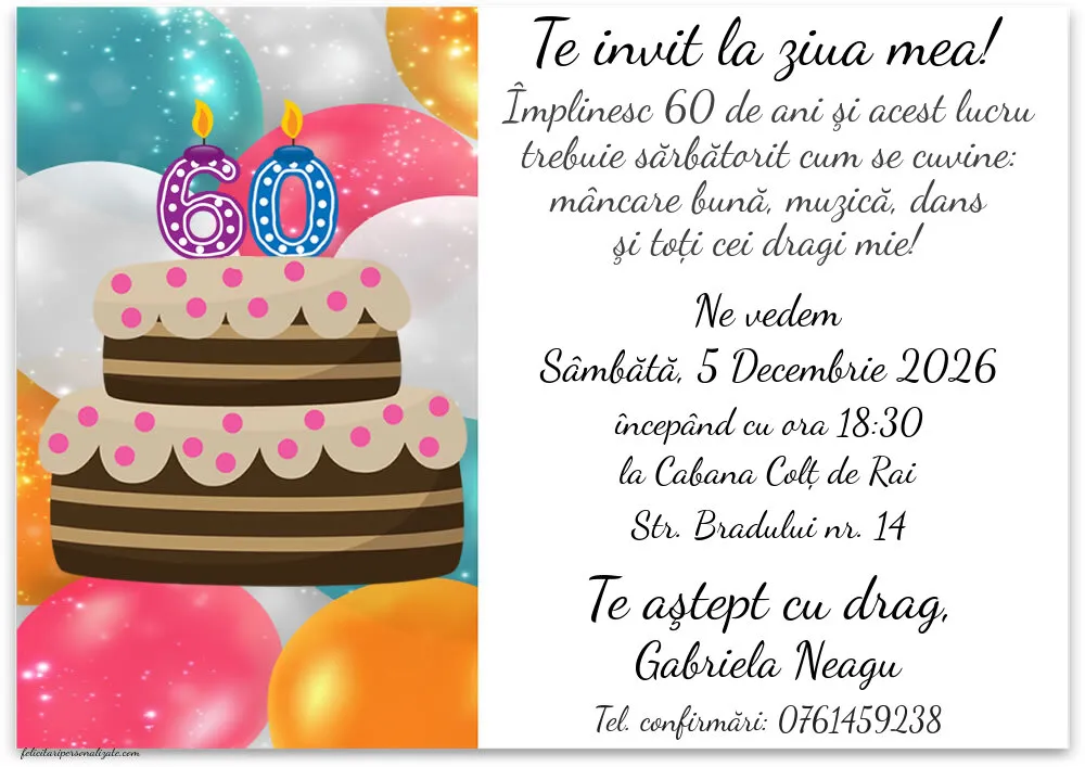 Invitație pentru 60 ani