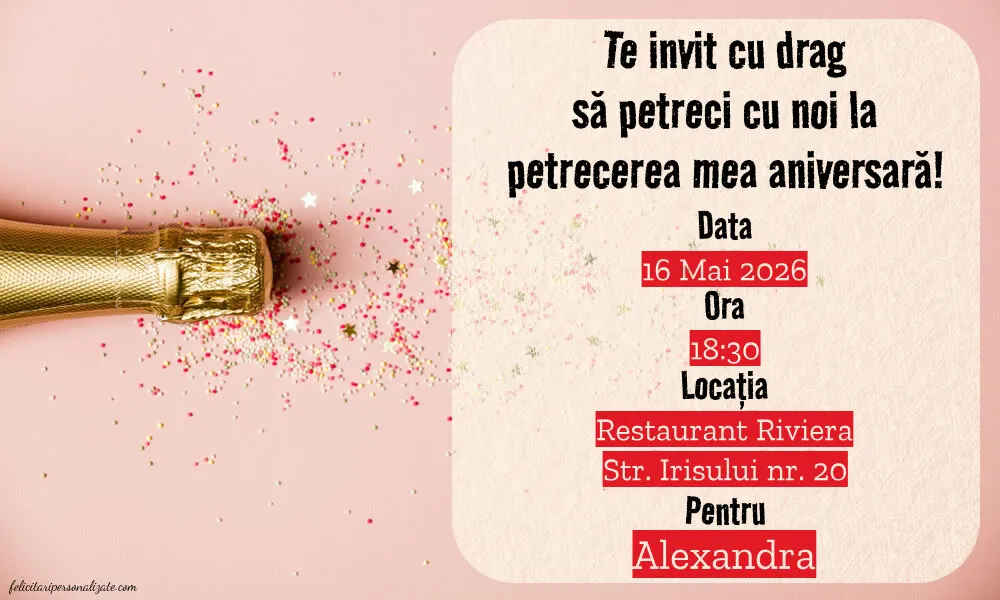 Invitație cu sampanie