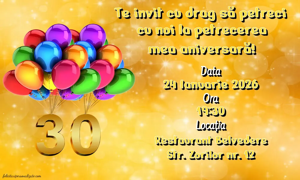 Invitație pentru 30 ani