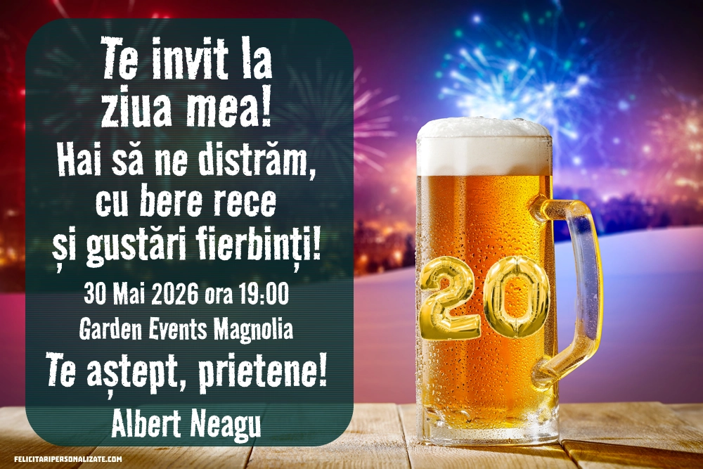 Exemplu completat: Invitație pentru 20 ani
