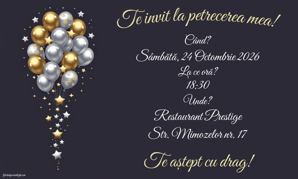 Invitație cu baloane