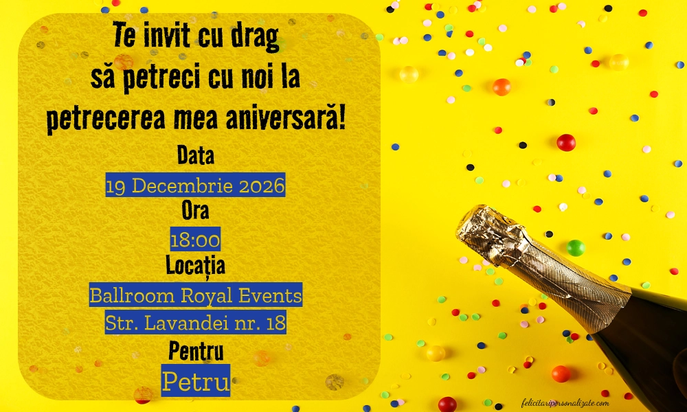 Invitație cu sampanie