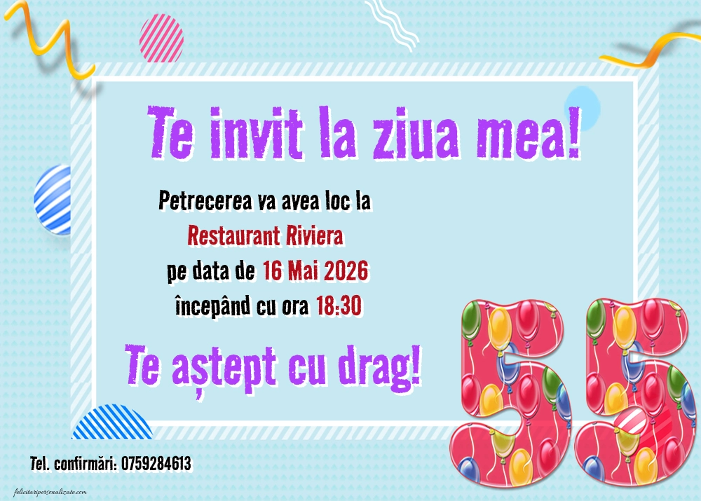 Invitație pentru 55 ani