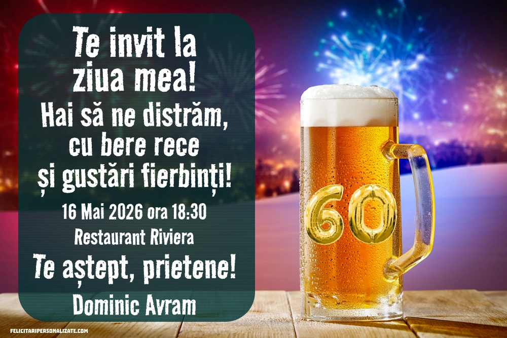 Exemplu completat: Invitație pentru 60 ani