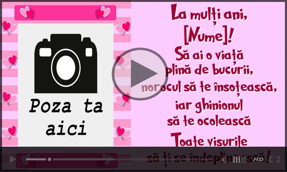 Felicitare muzicală cu ramă foto și mesaj pentru fete | Felicitari muzicale pentru copii