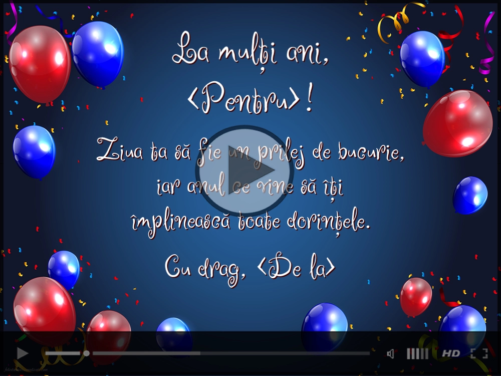 Felicitare muzicală cu baloane, La mulți ani... cu drag... | Felicitari muzicale de zi de nastere