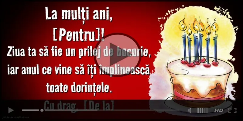 Urare muzicală cu tort: La mulți ani... scrie numele dorit | Felicitari muzicale de zi de nastere