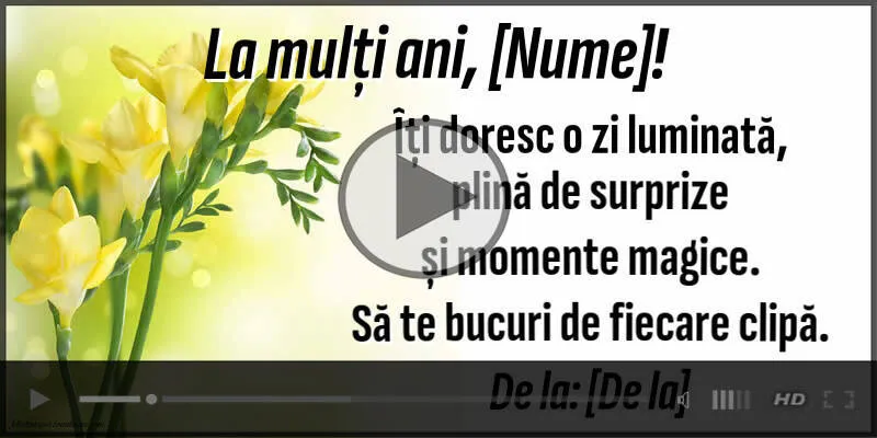 Urare muzicală cu flori pentru femei: La mulți ani! | Felicitari muzicale de zi de nastere