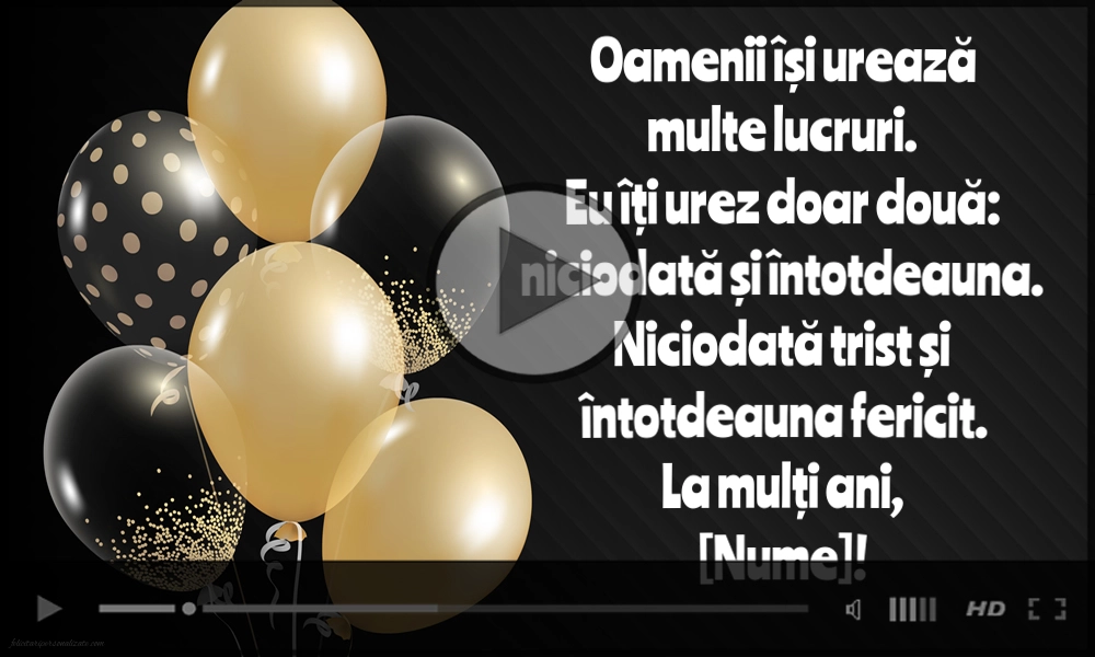 Oamenii își urează multe lucruri. Eu îți urez doar două: niciodată și întotdeauna. Niciodată trist și întotdeauna fericit. La mulți ani! | Felicitari muzicale de zi de nastere
