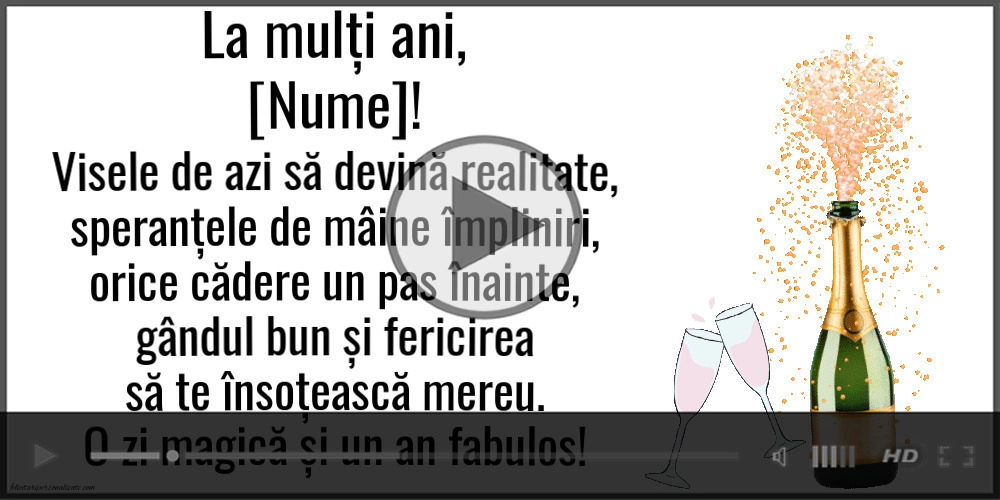 Felicitare video muzicală și animată cu șampanie... personalizează cu numele dorit | Felicitari muzicale de zi de nastere