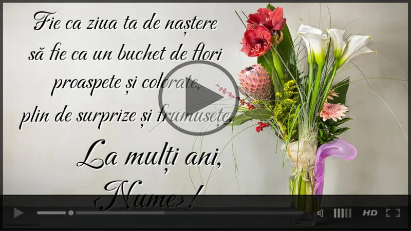 Video de la mulți ani cu un buchet de flori pentru femei | Felicitari muzicale de zi de nastere
