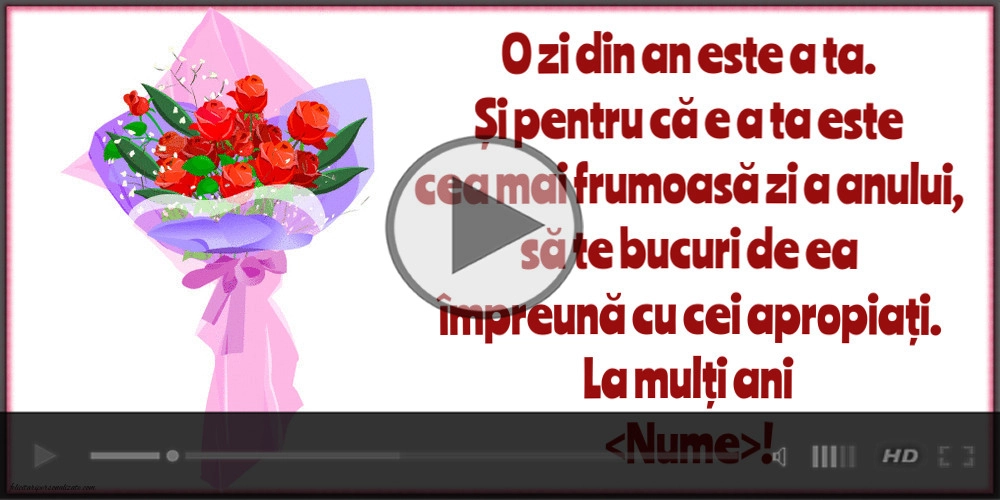Felicitare muzicală cu buchete de flori pentru femei: La mulți ani ... scrie numele | Felicitari muzicale de zi de nastere